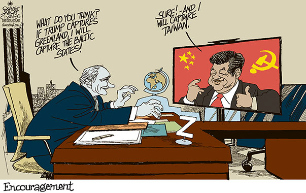 Oliver Schopf, editorial cartoons from Austria, cartoonist from Austria, Austrian illustrations, illustrator from Austria, editorial cartoon politics politician International, Cartoon Movement, @oliverschopf.bsky.social 2026: TRUMP GREENLAND ANNEXATION CAPTURE PUTIN XI JINPING RUSSIA CHINA BALTIC STATES TAIWAN VIDEO CONFERENCE ENCOURAGEMENT

 





 





























