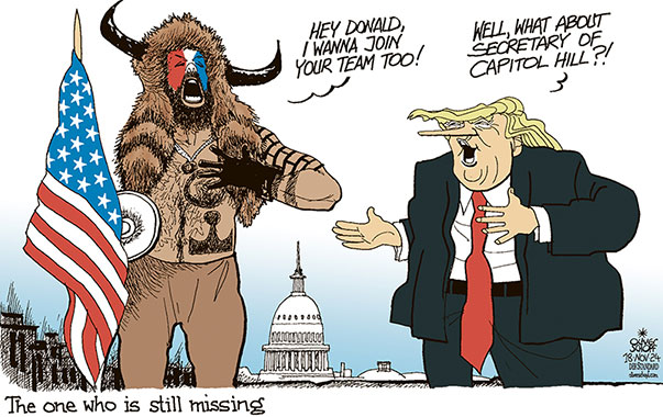 Oliver Schopf, editorial cartoons from Austria, cartoonist from Austria, Austrian illustrations, illustrator from Austria, editorial cartoon politics politician International, Cartoon Movement, 2024: USA TRUMP PRESIDENT ELECT ADMINISTRATION CAPITOL HILL DEMONSTRATION VIOLENCE JANUARY 6 MINISTER SECRETARY APPOINTING
 


























