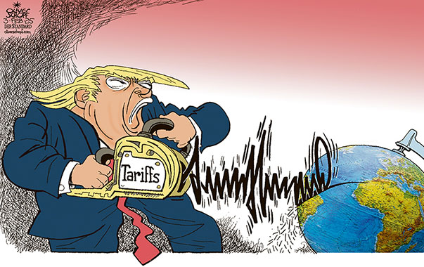 Oliver Schopf, editorial cartoons from Austria, cartoonist from Austria, Austrian illustrations, illustrator from Austria, editorial cartoon politics politician International, Cartoon Movement, @oliverschopf.bsky.social 2025: USA PRESIDENT TRUMP TARIFFS CANADA MEXICO CHINA EU EXECUTIVE ORDERS SIGNATURE GLOBE CHAIN SAW MILEI

























