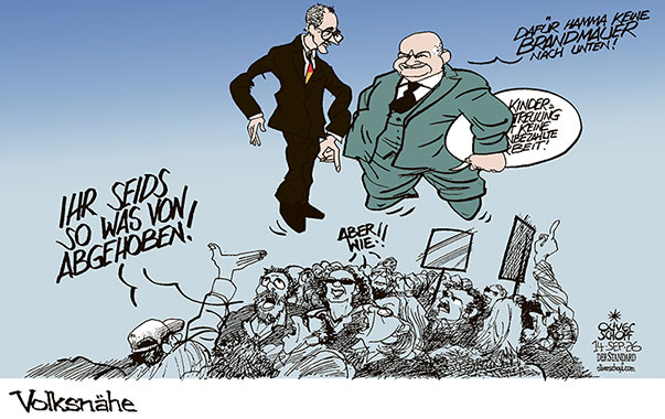 Oliver Schopf, politischer Karikaturist aus Österreich, politische Karikaturen aus Österreich, Karikatur Cartoon Illustrationen Politik Politiker Deutschland @oliverschopf.bsky.social 2026: KANZLER FRIEDRICH MERZ CHRISTIAN STOCKER ABGEHOBEN VOLKSNÄHE WAHLEN VERLUSTE UMFRAGEN FPÖ AfD BRANDMAUER


























