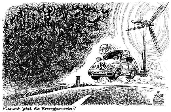  Oliver Schopf, politischer Karikaturist aus Österreich, politische Karikaturen, Illustrationen Archiv politische Karikatur Deutschland Volkswagen 2015
: VW ABGASE HANS DIETER PÖTSCH MATTHIAS MÜLLER ZUKUNFT STRATEGIE ENERGIEWENDE WINDRAD ERNEUERBARE ENERGIE KÄFER

