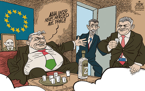 Oliver Schopf, politischer Karikaturist aus Österreich, politische Karikaturen aus Österreich, Karikatur Cartoon Illustrationen Politik Politiker Europa @oliverschopf.bsky.social 2025: EU EUROPÄISCVHE UNION TSCHECHIEN ANDREJ BABIS VIKTOR ORBÁN ROBERT FICO CLUB CLUBSESSEL MITGLIED RECHTS PUTIN PUTINVERSTEHER ILLIBERALE DEMOKRATIE 










 



