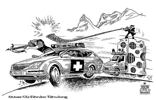  Oliver Schopf, politischer Karikaturist aus Österreich, politische Karikaturen, Illustrationen Archiv politische Karikatur Europa Schweiz
2012 SCHWEIZ STEUER STEUERHINTERZIEHUNG CD SCHWARZGELD FAHNDUNG POLIZEI ALPHORN KAESE ARMBRUST
  

