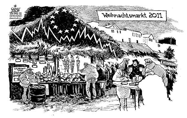 Oliver Schopf, politischer Karikaturist aus Österreich, politische Karikaturen aus Österreich, Karikatur Illustrationen Politik Politiker Europa 2011 weihnachtsmarkt eu schuldenbremse rettungsschirm steuerzahler punsch kastanien euro krise 


 


 
   