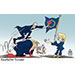 Oliver Schopf, editorial cartoons from Austria, cartoonist from Austria, Austrian illustrations, illustrator from Austria, editorial cartoon politics politician Europe, Cartoon Movement, @oliverschopf.bsky.social 2026: CANADA EU EUROPEAN UNION MARK CARNEY TRUMP VON DER LEYEN ASSOCIATE MEMBERSHIP FLAG STARS MAPLE LEAF
