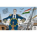Oliver Schopf, politischer Karikaturist aus Österreich, politische Karikaturen aus Österreich, Karikatur Cartoon Illustrationen Politik Politiker Europa @oliverschopf.bsky.social 2026: UNGARN PETER MAGYAR WAHL MINISTERPRÄSIDENT STEUERMANN KAPITÄN SCHIFF STEUER EUROPÄISCHE UNION STERNE 
