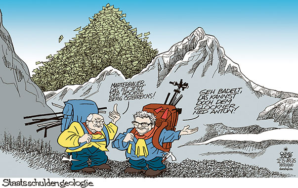 Oliver Schopf, politischer Karikaturist aus Österreich, politische Karikaturen aus Österreich, Karikatur Cartoon Illustrationen Politik Politiker Österreich @oliverschopf.bsky.social 2025: BUDGET STAATSSCHULDEN FISKALRAT CHRISTOPH BADELT MARKUS MARTERBAUER FINANZMINISTER SCHULDENBERG GROSSGLOCKNER GEOLOGEN GEOLOGIE



















