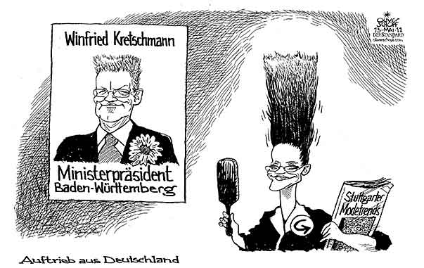  Oliver Schopf, politischer Karikaturist aus Österreich, politische Karikaturen, Illustrationen Archiv politische Karikatur Österreich: Parteien die Grünen 
2010: gruene glawischnig kretschmann baden-wuerttemberg stuttgart mode haare
