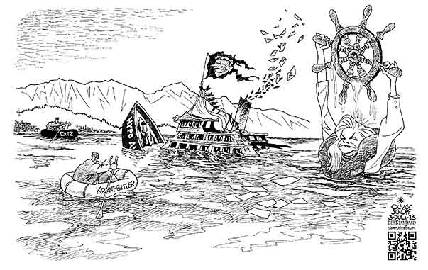  Oliver Schopf, politischer Karikaturist aus Österreich, politische Karikaturen, Illustrationen Archiv politische Karikatur Österreich Wirtschaft  Hypo Group Alpe Adria
 2013  HYPO ALPE ADRIA GELD BANK DITZ KRANEBITTER FEKTER SEE SCHIFF SINKEN STEUERRAD 

