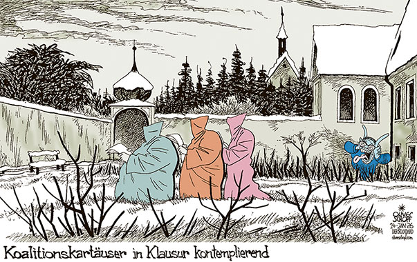 Oliver Schopf, politischer Karikaturist aus Österreich, politische Karikaturen aus Österreich, Karikatur Cartoon Illustrationen Politik Politiker Österreich Cartoon Movement, @oliverschopf.bsky.social 2026: REGIERUNG KOALITION ÖVP SPÖ NEOS TÜRKIS ROT PINK KLAUSUR KARTAUSE MAUERBACH KARTÄUSER KONTEMPLATION KICKL FPÖ 






































