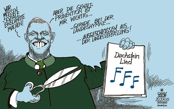 Oliver Schopf, politischer Karikaturist aus Österreich, politische Karikaturen aus Österreich, Karikatur Cartoon Illustrationen Politik Politiker Österreich Cartoon Movement, @oliverschopf.bsky.social 2025:
STEIERMARK MARIO KUNASEK FPÖ LANDESHAUPTMANN SOZIALPROGRAMME SPAREN EINSCHNITTE SCHERE LANDESHYMNE DACHSTEINLIED GEWALTPRÄVENTION 






















