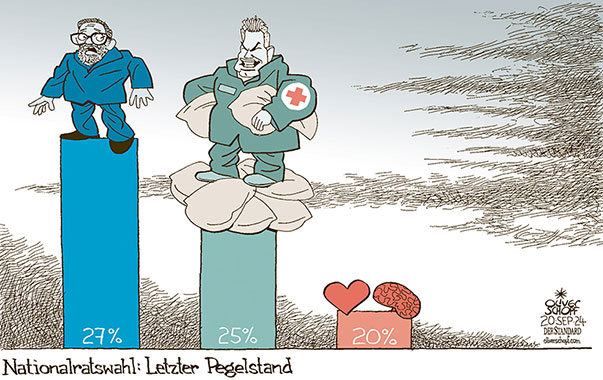 Oliver Schopf, politischer Karikaturist aus Österreich, politische Karikaturen aus Österreich, Karikatur Cartoon Illustrationen Politik Politiker Österreich 2024: NATIONALRATSWAHLEN LETZTE UMFRAGE FPÖ ÖVP SPÖ KICKL NEHAMMER HERZ UND HIRN HOCHWASSER SANDSÄCKE RETTUNG ROTES KREUZ











































