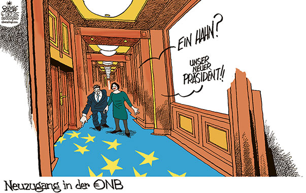 Oliver Schopf, politischer Karikaturist aus Österreich, politische Karikaturen aus Österreich, Karikatur Cartoon Illustrationen Politik Politiker Österreich Cartoon Movement, @oliverschopf.bsky.social 2025: OESTERREICHISCHE NATIONALBANK OeNB PRÄSIDENT JOHANNES HAHN EX-EU-KOMMISSAR BUDGET HAHNENFUSS SPUR GEBÄUDE OTTO-WAGNER-PLATZ 3 INNENRAUM GANG MAHRER




































