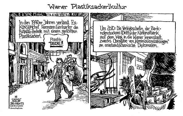 Oliver Schopf, politischer Karikaturist aus Österreich, politische Karikaturen aus Österreich, Karikatur, Illustrationen Politik Politiker Österreich 2011 OENB NATIONALBANK BANKNOTEN DRUCKEREI OEBS PLASTIKSACKERL GERHARTER KONSUM BAWAG TUCHAUBEN  















 








 
  