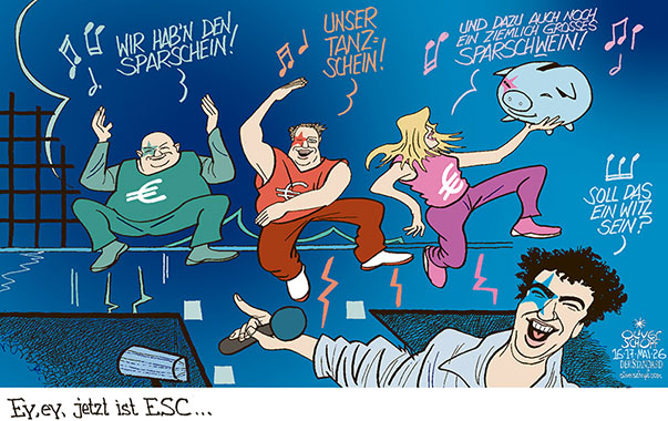 Oliver Schopf, politischer Karikaturist aus Österreich, politische Karikaturen aus Österreich, Karikatur Cartoon Illustrationen Politik Politiker Österreich Cartoon Movement, @oliverschopf.bsky.social 2026: REGIERUNG KOALITION ÖVP SPÖ NEOS STOCKER BABLER MEINL-REISINGER TÜRKIS ROT PINK BUDGET SPAREN SPARSCHWEIN ESC EUROVISION SONG CONTEST VIENNA WIEN STADTHALLE COSMO TANZSCHEIN LIED LYRICS 











































