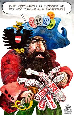  Oliver Schopf, politischer Karikaturist aus Österreich, politische Karikaturen, Illustrationen Archiv politische Karikatur Österreich  Parteien Piraten Piratenpartei Österreich 2012  SPOE OEVP FPOE BZOE GRUENE BUNDESADLER KRONENZEITUNG OESTERREICH NEWS HEUTE
