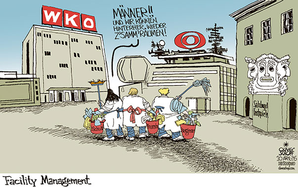 Oliver Schopf, politischer Karikaturist aus Österreich, politische Karikaturen aus Österreich, Karikatur Cartoon Illustrationen Politik Politiker Österreich Cartoon Movement, @oliverschopf.bsky.social 2026: SALZBURGER FESTSPIELE INTENDANZ ORF GENERALDIEREKTORIN WKO MARTHA SCHULTZ INGRID THURNHER KARIN BERGMANN MÄNNER FRAUEN POWER FACILITY MANAGEMENT PUTZFRAU ZUSAMMENRÄUMEN SAUBER MACHEN











































