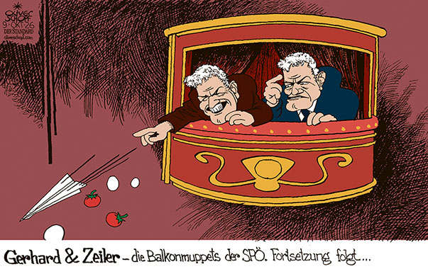 Oliver Schopf, politischer Karikaturist aus Österreich, politische Karikaturen aus Österreich, Karikatur Cartoon Illustrationen Politik Politiker Österreich Cartoon Movement, @oliverschopf.bsky.social 2026: SPÖ PARTEIVORSITZENDER DEBATTE GERHARD ZEILER RÜCKZUG MUPPETS BALKON WALDORF STATLER KRITIK 



















































