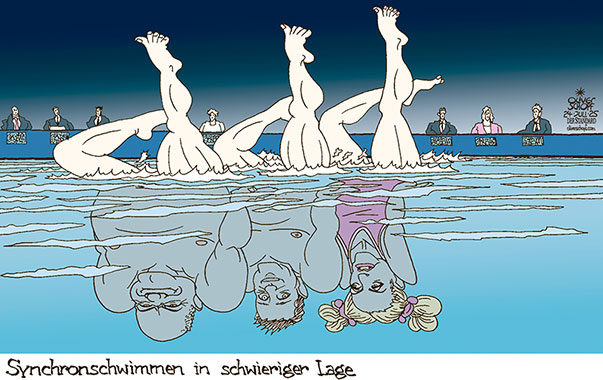 Oliver Schopf, politischer Karikaturist aus Österreich, politische Karikaturen aus Österreich, Karikatur Cartoon Illustrationen Politik Politiker Österreich Cartoon Movement, @oliverschopf.bsky.social 2025: REGIERUNG KOALITION ÖVP SPÖ NEOS STOCKER BABLER MEINL-REISINGER SICH ABSTIMMEN SYNCHRON SYNCHRONSCHWIMMEN ALEXANDRI SCHWESTERN WM GOLD BUDGETDEFIZIT 

























