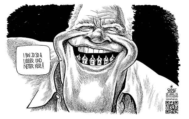  Oliver Schopf, politischer Karikaturist aus Österreich, politische Karikaturen, Illustrationen Archiv politische Karikatur Österreich  Parteien Team Stronach 2013 TEAM STRONACH FRANK WAHLEN TIROL SALZBURG NATIONALRAT SPITZENKANDIDAT MUND ANSAGE PROGRAMM  

