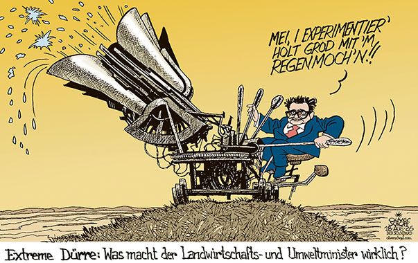 Oliver Schopf, politischer Karikaturist aus Österreich, politische Karikaturen aus Österreich, Karikatur Cartoon Illustrationen Politik Politiker Österreich Cartoon Movement, @oliverschopf.bsky.social 2026: LANDWIRTSCHAFT DÜRRE TROCKENHEIT SOMMER HITZE ERTRÄGE AUSFALL LANDWRTSCHAFTSMINISTER NORBERT TOTSCHNIG REGENMACHER CLOUDBUSTING KATE BUSH DONALD SUTHERLAND FILM WILHELM REICH
















































