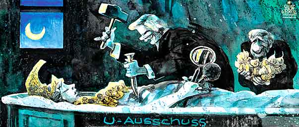  Oliver Schopf, politischer Karikaturist aus Österreich, politische Karikaturen, Illustrationen Archiv politische Karikatur Österreich U-AUSSCHUSS PARLAMENT WIEN KORRUPTION FAYMANN SPINDELEGGER VAMPIR PFAHL KNOBLAUCH STERBEN SARG



 

