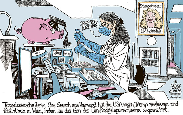 Oliver Schopf, politischer Karikaturist aus Österreich, politische Karikaturen aus Österreich, Karikatur Cartoon Illustrationen Politik Politiker Österreich Cartoon Movement, @oliverschopf.bsky.social 2026: UNIVERSITÄTEN WISSENSCHAFT FORSCHUNG BUDGET SPAREN EINSPARUNGEN KÜRZUNGEN SPARSCHWEIN EVA-MARIA HOLZLEITNER GENTECHNIK GENSEQUENZIERUNG LABOR MIKROBIOLOGIE











































