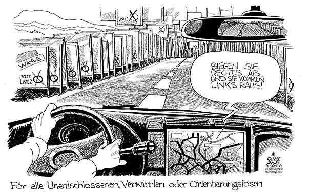  Oliver Schopf, politischer Karikaturist aus Österreich, politische Karikaturen, Illustrationen Cartoon Archiv politische Karikatur Österreich: Nationalratswahl 2013
 2013 NATIONALRATSWAHL WAHLKAMPF PLAKATE WAHLWERBUNG STRASSE AUTO NAVI ORIENTIERUNG 
