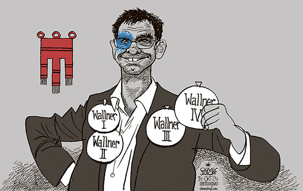 Oliver Schopf, politischer Karikaturist aus Österreich, politische Karikaturen aus Österreich, Karikatur Cartoon Illustrationen Politik Politiker Österreich 2024: VORARLBERG WAPPEN LANDTAGSWAHLEN MARKUS WALLNER LANDESHAUPTMANN ÖVP WAHLSIEGER VERLUSTE BLAUES AUGE FPÖ LANDESREGIERUNG WALLNER IV 





