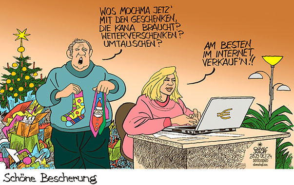 Oliver Schopf, politischer Karikaturist aus Österreich, politische Karikaturen aus Österreich, Karikatur Cartoon Illustrationen Politik Politiker Österreich 2024: WEIHNACHTEN GESCHENKE UMTAUSCH VERKAUFEN INTERNET WILLHABEN 











