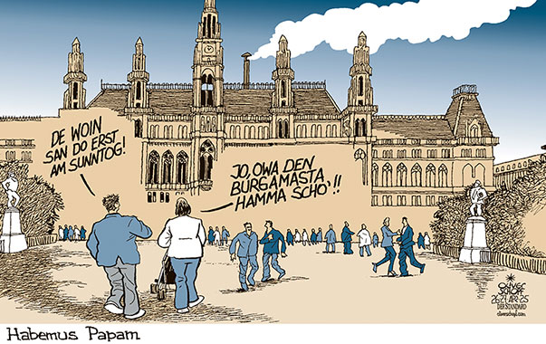 Oliver Schopf, politischer Karikaturist aus Österreich, politische Karikaturen aus Österreich, Karikatur Cartoon Illustrationen Politik Politiker Österreich Cartoon Movement, @oliverschopf.bsky.social 2025: WIEN WAHL WAHLEN BÜRGERMEISTER MICHAEL LUDWIG RATHAUS WEISSER RAUCH HABEMUS PAPAM RATHAUSPLATZ WÄHLER 





















