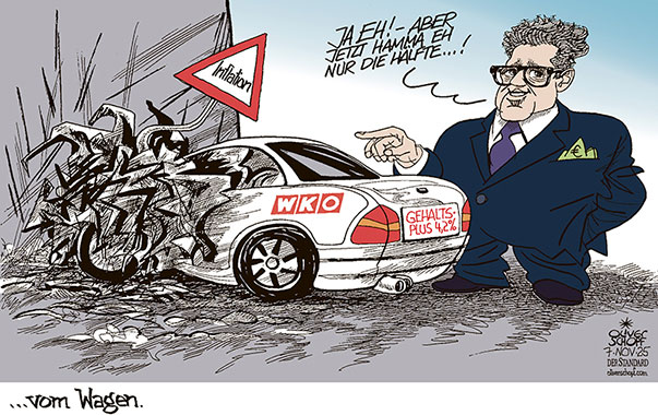 Oliver Schopf, politischer Karikaturist aus Österreich, politische Karikaturen aus Österreich, Karikatur Cartoon Illustrationen Politik Politiker Österreich Cartoon Movement, @oliverschopf.bsky.social 2025: WIRTSCHAFTSKAMMER HARALD MAHRER GEHÄLTER MITARBEITER INFLATION GEHALTSPLUS 4,2 AUTO UNFALL AUFPRALL SCHADEN VERKEHRSZEICHEN ACHTUNG 


































