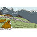 Oliver Schopf, politischer Karikaturist aus Österreich, politische Karikaturen aus Österreich, Karikatur Cartoon Illustrationen Politik Politiker Österreich Cartoon Movement, @oliverschopf.bsky.social 2025: KUHATTACKEN ALM TOURISTEN TOURISMUS BERGE OVERTOURISM STRESS ALMWIESE KUH HERDE 
