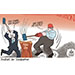 Oliver Schopf, politischer Karikaturist aus Österreich, politische Karikaturen aus Österreich, Karikatur Cartoon Illustrationen Politik Politiker Österreich Cartoon Movement, @oliverschopf.bsky.social 2025: SOZIALPARTNER HERBSTLOHNRUNDE METALLER GEWERKSCHAFT INDUSTRIE INFLATION LOHNABSCHLUSS STAHL 
