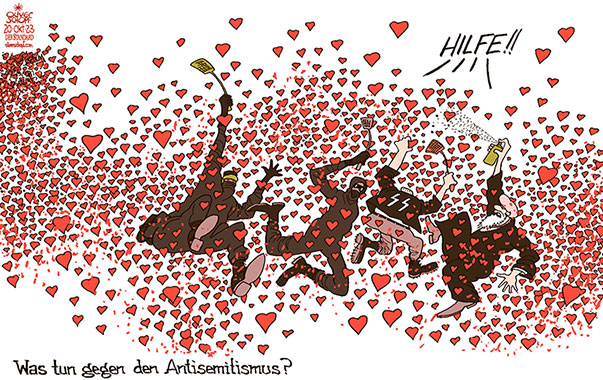 Oliver Schopf, politischer Karikaturist aus Österreich, politische Karikaturen aus Österreich, Karikatur Cartoon Illustrationen Politik Politiker international 2023: ANTISEMITISMUS ISRAEL JUDEN NAHER OSTEN PALÄSTINA GAZA HAMAS IRAN MULLAH RECHTSRADIKALE LINKSRADIKALE PROTESTE HERZ EMPATHIE MITGEFÜHL LIEBE



























 

 







