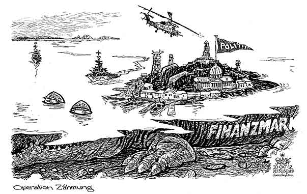  Oliver Schopf, politischer Karikaturist aus Österreich, politische Karikaturen, Illustrationen Archiv politische Karikatur Welt Wirtschaft und Finanzen 2012 FINANZMARKT BANKEN GELD EURO DOLLAR POLITIK KRISE FINANZTRANSAKTIONSSTEUER KROKODIL ALLIGATOR ZAEHMUNG  


 

 


