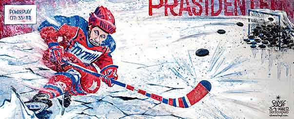 Oliver Schopf, politischer Karikaturist aus Österreich, politische Karikaturen aus Österreich, Karikatur Illustrationen Politik Politiker international  2012 RUSSLAND PUTIN WAHL PRAESIDENT EISHOCKEY POWER PLAY  

    
 










 