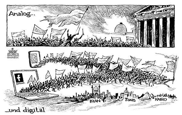  Oliver Schopf, politischer Karikaturist aus Österreich, politische Karikaturen, Illustrationen Archiv politische Karikatur Welt Naher Osten
2011 revolution tunesien tunis aegypten kairo facebook twitter analog digital



