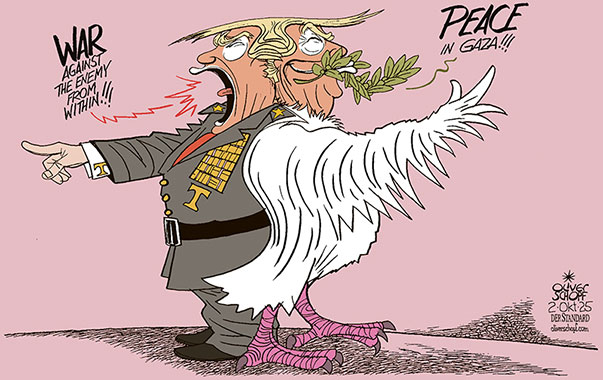 Oliver Schopf, editorial cartoons from Austria, cartoonist from Austria, Austrian illustrations, illustrator from Austria, editorial cartoon politics politician International, Cartoon Movement, @oliverschopf.bsky.social 2025: USA TRUMP GENERALS MILITARY QUANTICO VIRGINIA ENEMY WITHIN CIVIL WAR PEACE PLAN GAZA DOVE JANUS JANUS-FACED




 




























