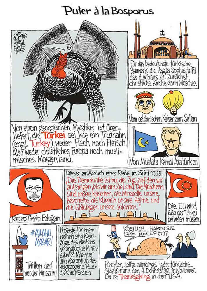 Oliver Schopf, politischer Karikaturist aus Österreich, politische Karikaturen aus Österreich, Karikatur Cartoon Illustrationen Politik Politiker international 2014: TUERKEI TRUTHAHN BOSPORUS HAGIA SOFIA MUSTAFA KEMAL ATATUERK RECEP TAYYIP ERDOGAN ISLAM DEMOKRATIE INTERNET THANKSGIVING


 