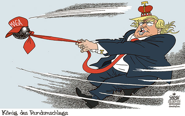 Oliver Schopf, politischer Karikaturist aus Österreich, politische Karikaturen aus Österreich, Karikatur Cartoon Illustrationen Politik Politiker international @oliverschopf.bsky.social 2025: USA TRUMP UNO VEREINTE NATIONEN REDE RUNDUMSCHLAG HAMMER HAMMERWERFEN KRAWATTE KÖNIG 
 






























