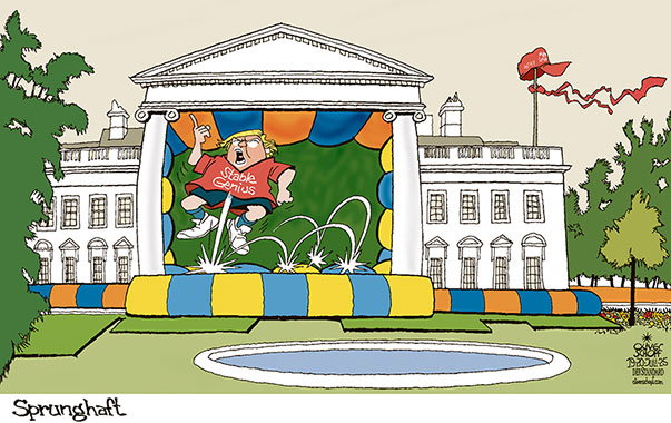 Oliver Schopf, politischer Karikaturist aus Österreich, politische Karikaturen aus Österreich, Karikatur Cartoon Illustrationen Politik Politiker international @oliverschopf.bsky.social 2025: USA TRUMP SPRUNGHAFT POLITIK WEISSES HAUS KIND KINDER HÜPFBURG SPRINGEN STABLE GENIUS ZÖLLE UKRAINE RUSSLAND CHINA

























