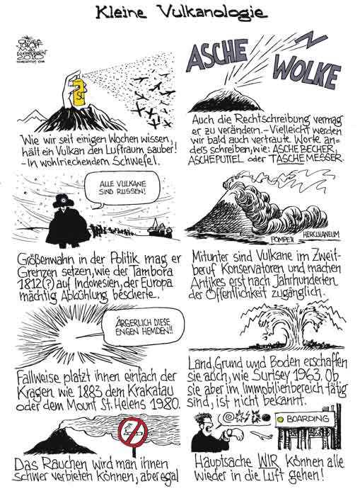 Oliver Schopf, politischer Karikaturist aus Österreich, politische Karikaturen aus Österreich, Karikatur Illustrationen Politik Politiker international 2010: vulkanologie vulkane ausbruch aschewolke tambora vesuv krakatau mount st. helens surtsey 


 