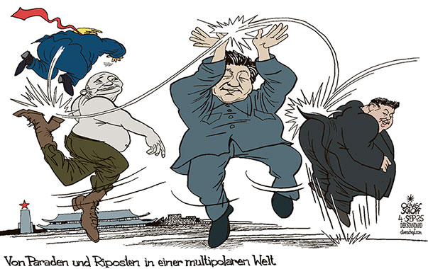 Oliver Schopf, politischer Karikaturist aus Österreich, politische Karikaturen aus Österreich, Karikatur Cartoon Illustrationen Politik Politiker international @oliverschopf.bsky.social 2025: CHINA RUSSLAND NORD-KOREA XI JINPING PUTIN KIM JONG-UN GIPFEL PEKING MULTIPOLARE WELT TRUMP SPIELBALL NEUE WELTORDNUNG 





























